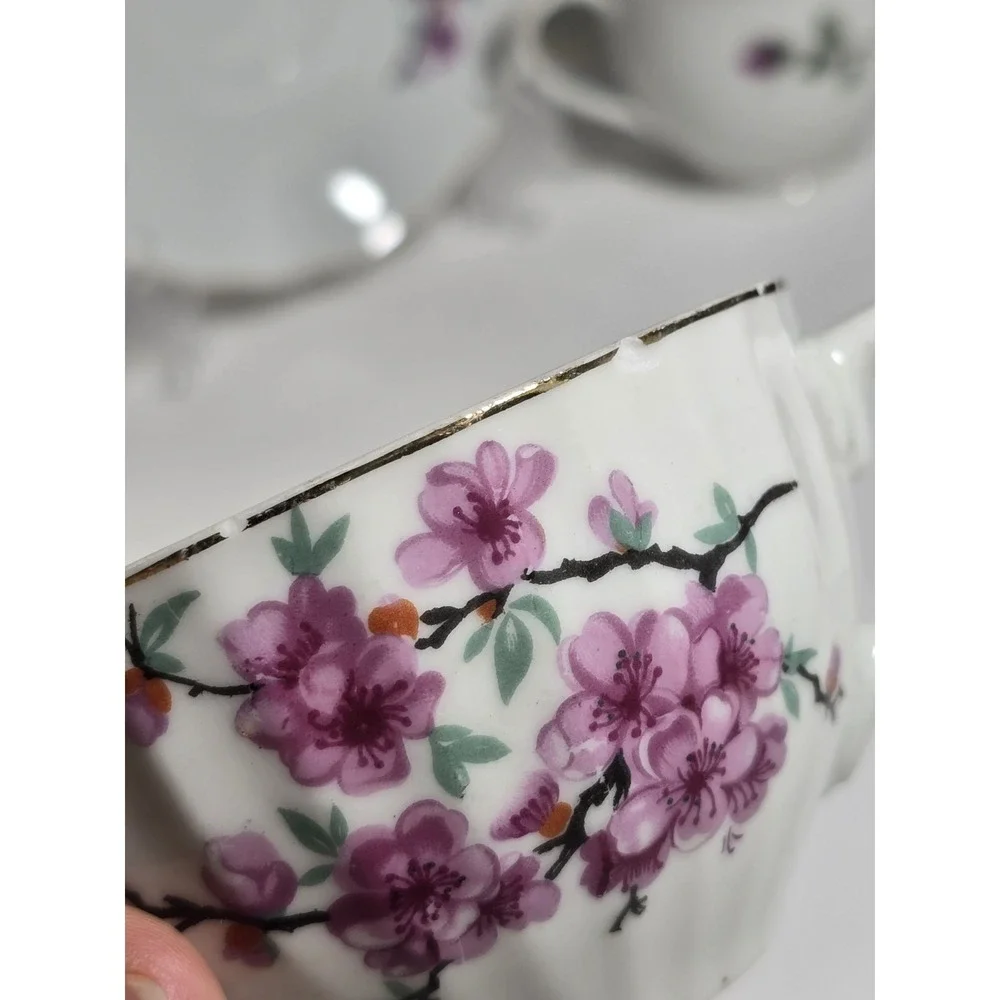 Vintage Floral Teacup Saucer Lot 4 Pink Rose Mismatched China AS IS Small Chips